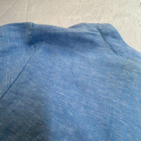 Lands' End Womens Blue Linen Blend Split Neck 3/4 Sleeve Tunic Top Medium NWD - Picture 3 of 10